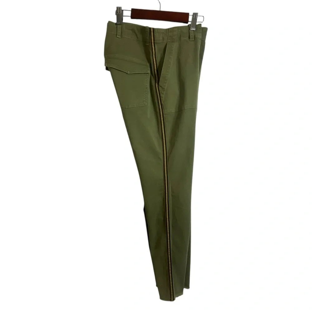 NiLi Lotan Raw Hem‎ Crop Cotton Stretch Twill Pant in Green